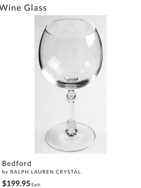 Set of 8 Ralph Lauren Bedford collection Crystal Wine Goblets